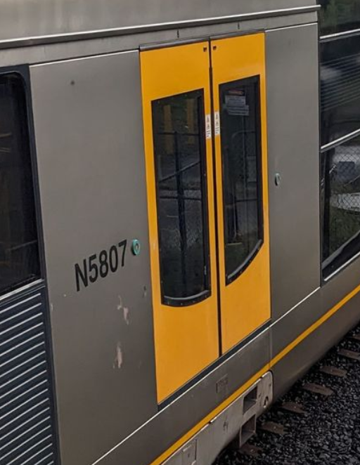 N5807 carriage number on the side of a Tangara